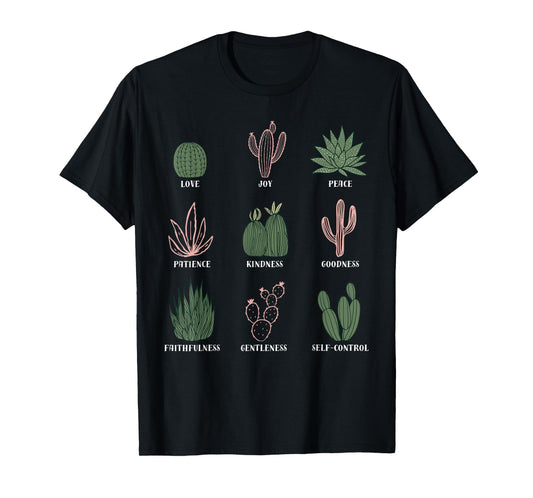 Boho Cactus Fruit of The Spirit Christian Bible Verse Garden T-Shirt