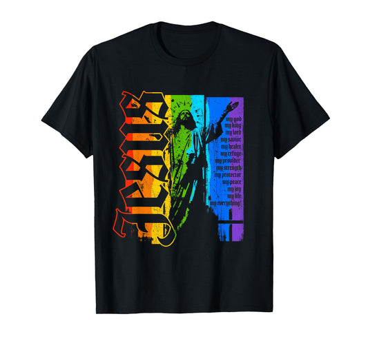 Jesus Christ God King Savior Rainbow Pride Love Christian T-Shirt