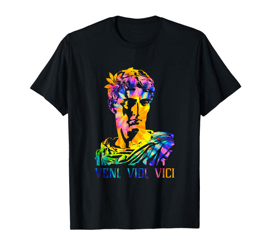Julius Caesar Portrait With Tie Dye Pattern Veni Vidi Vici T-Shirt