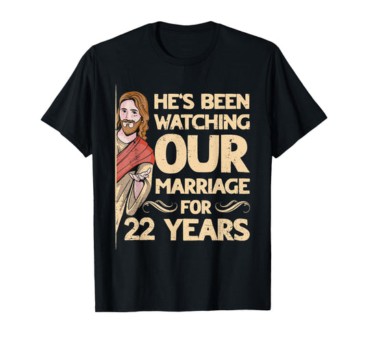 22nd Wedding Anniversary Jesus Christian Husband Wife T-Shirt