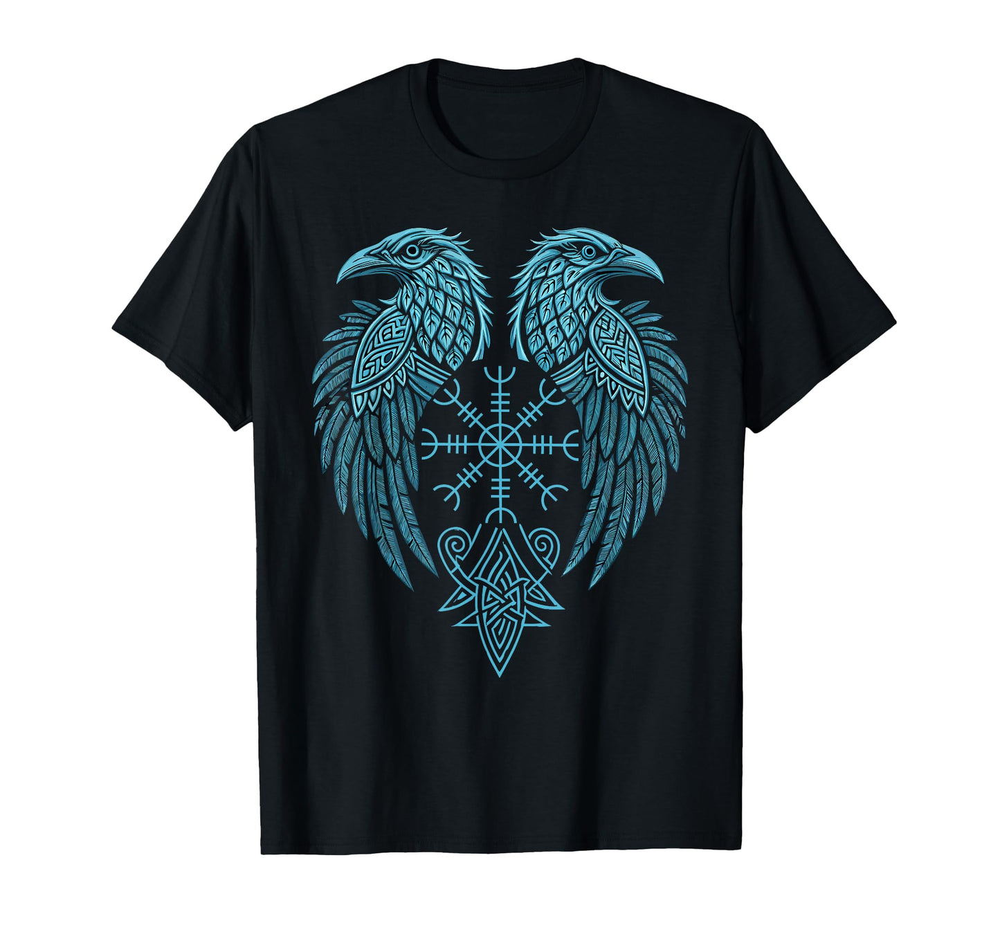 Aegishjalmur - Norse Symbol - Huginn & Muninn Viking Raven T-Shirt