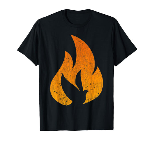 Vintage Silhouette Dove Flame Fire Pentecost T-Shirt