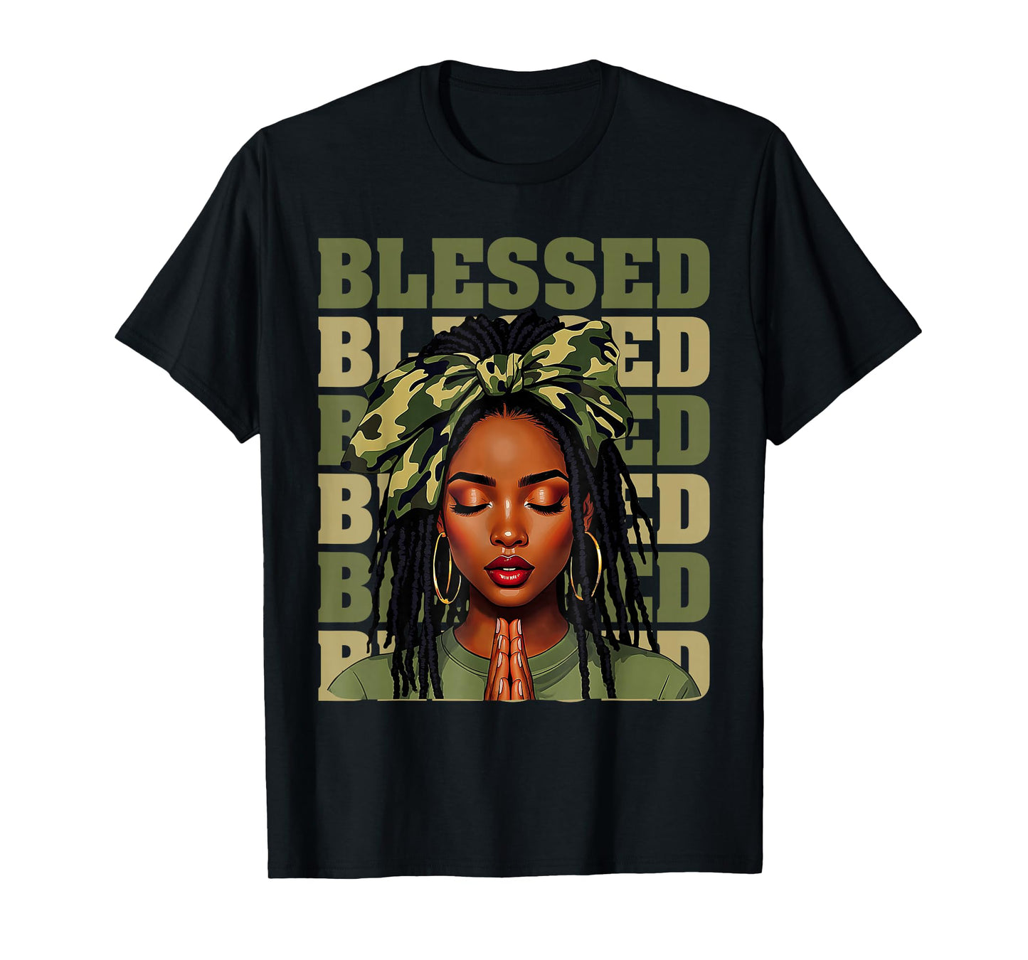 Blessed Black Woman Afro African American Christian Saying T-Shirt
