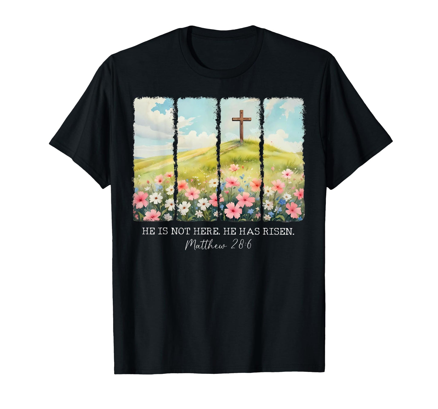 He Is Not Here He Has Risen Jesus Christian Happy Easter Tee T-Shirt