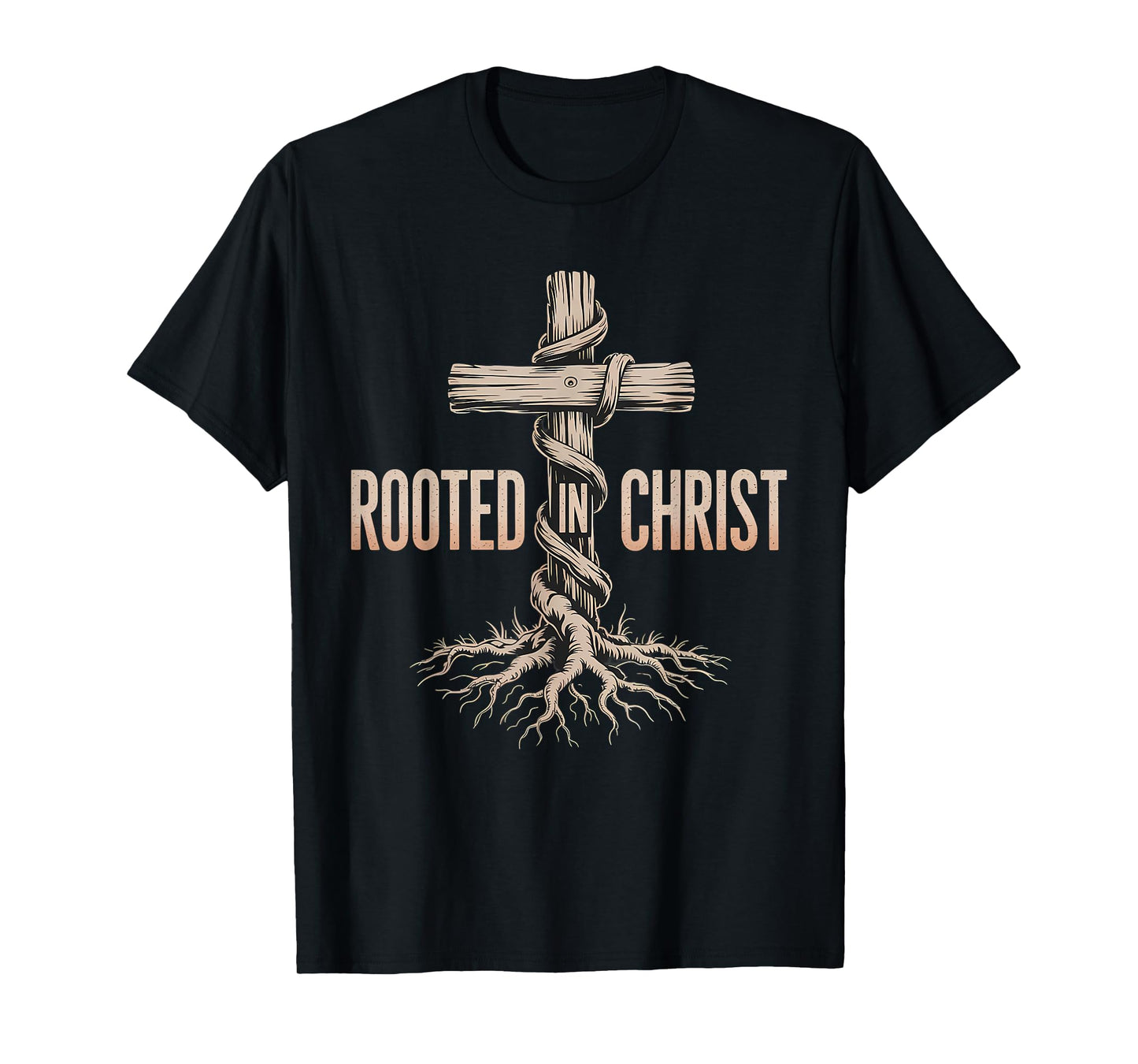 Rooted in Christ Jesus Cross Christian Faith T-Shirt