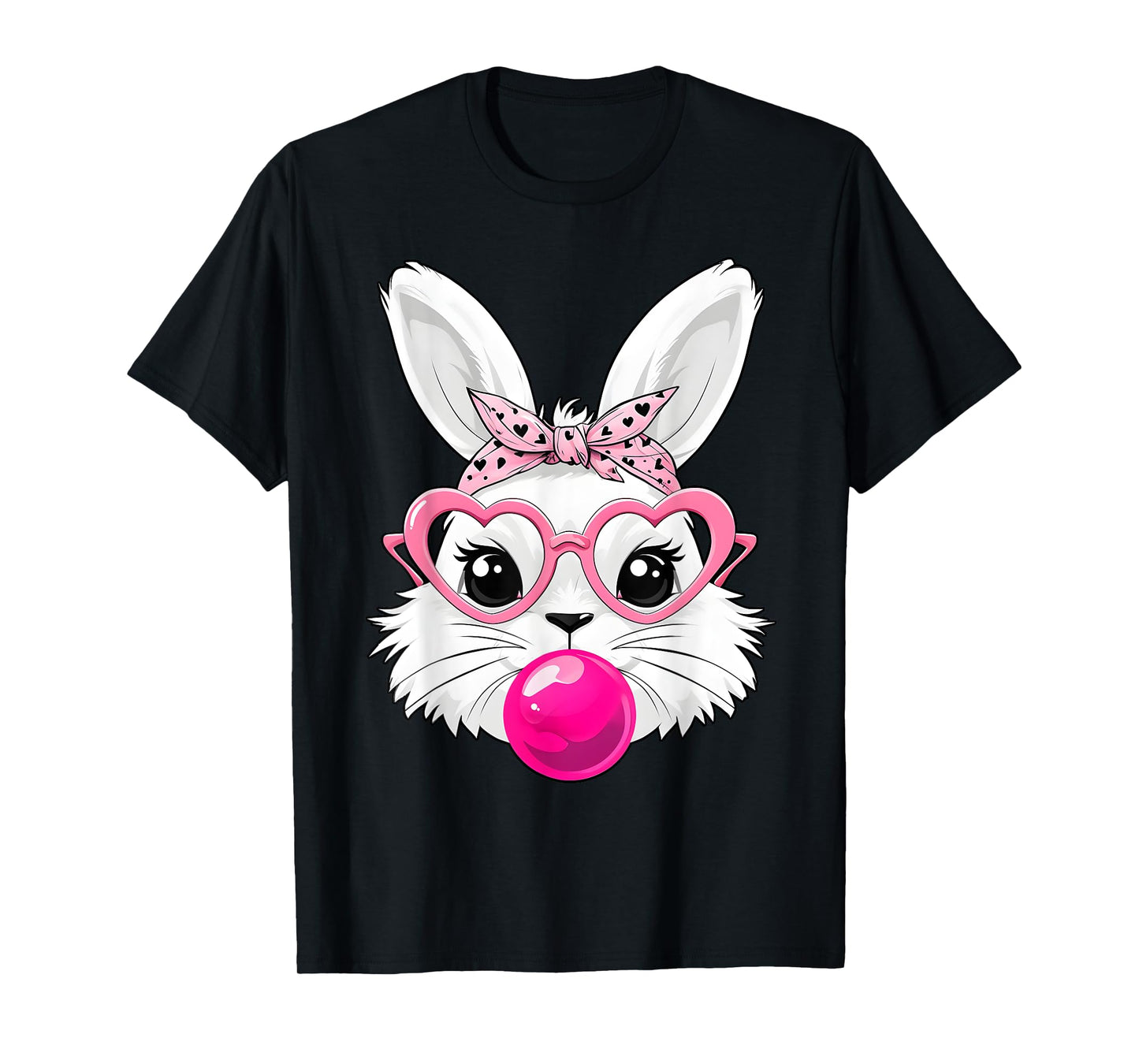 Cute Easter Day Bunny Face With Bandana Heart Glasses T-Shirt
