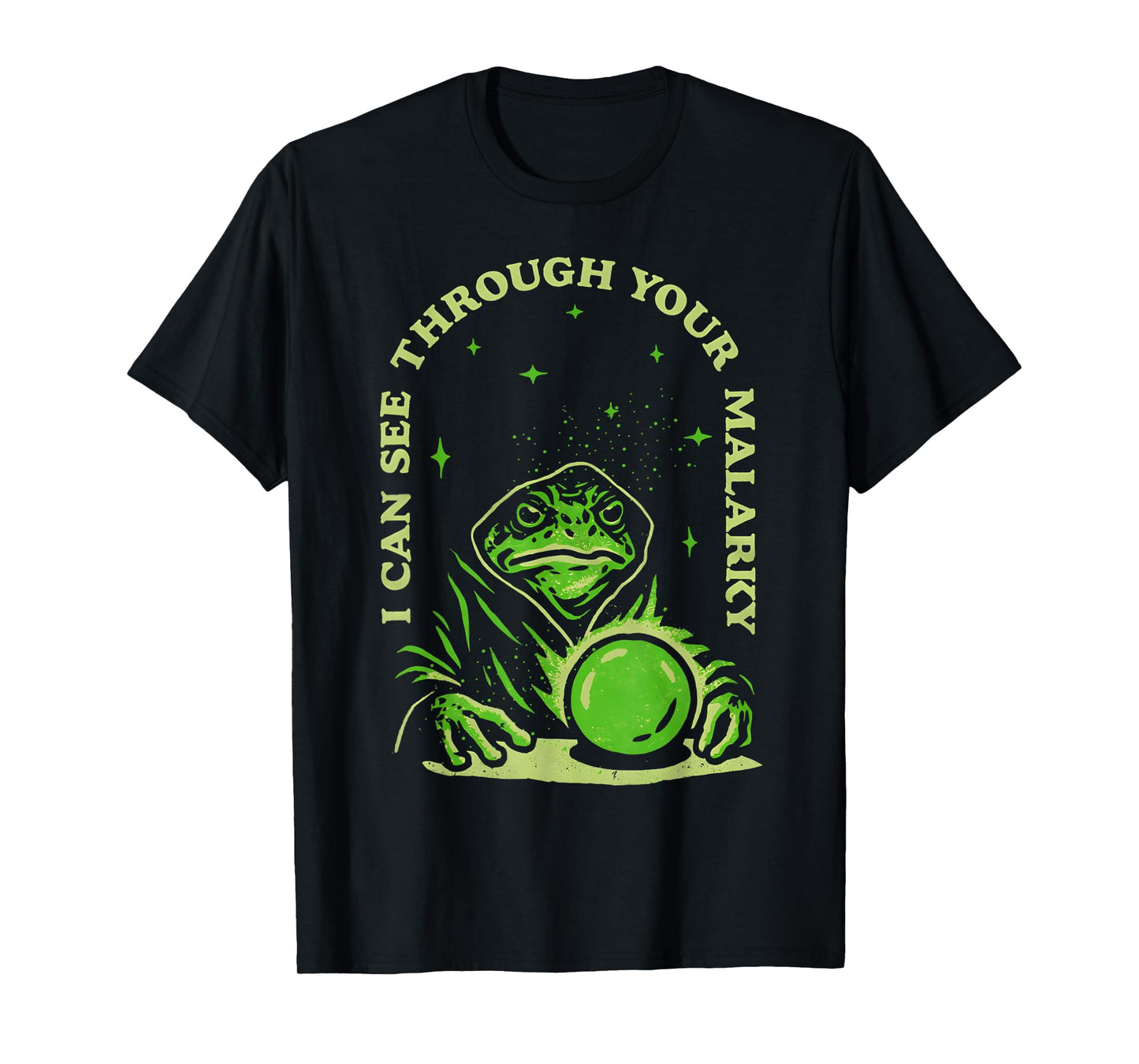 I Can See Through Your Malarky Frog Wizard T-Shirt