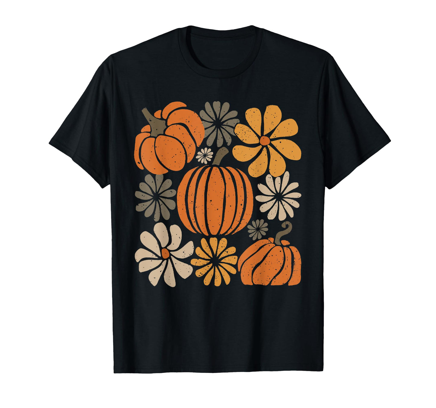 Retro Boho Floral Cute Pumpkin Autumn Thanksgiving Women Kid T-Shirt