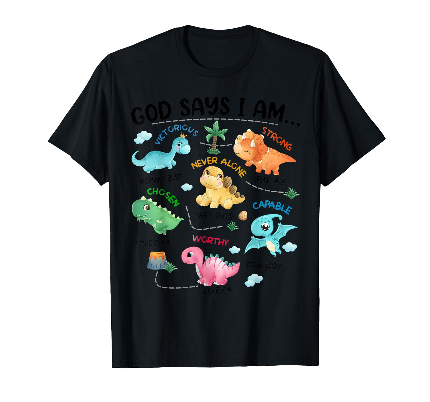 God Says I Am Funny Dinosaur Bible Verse Christian Kids Boys T-Shirt
