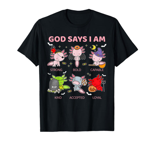 God Says I Am Axolotl Halloween Costume Boys Girls Youth T-Shirt