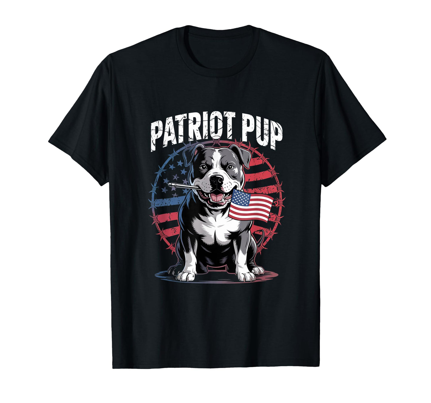 4th of July Pitbull Owner Pitbull Lover American Flag Dad T-Shirt
