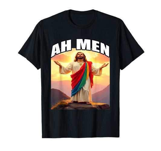 Ah, Men Gay Jesus LGBTQ Pride Funny Christian Pun Tee T-Shirt