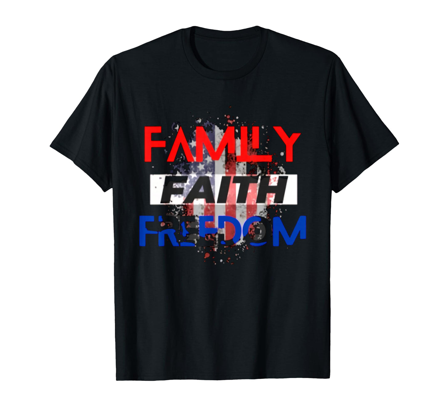 Faith Family Freedom Vintage USA Flag T-Shirt