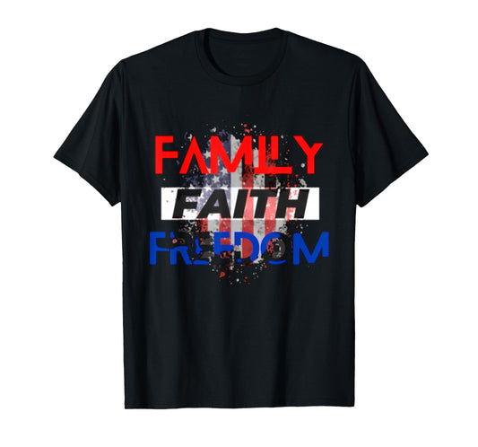 Faith Family Freedom Vintage USA Flag T-Shirt