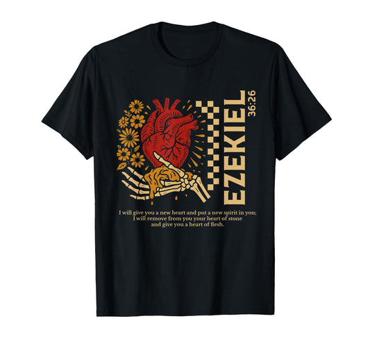 Vintage Ezekiel 36-26 Heart of Flesh Bible Verse Christian T-Shirt