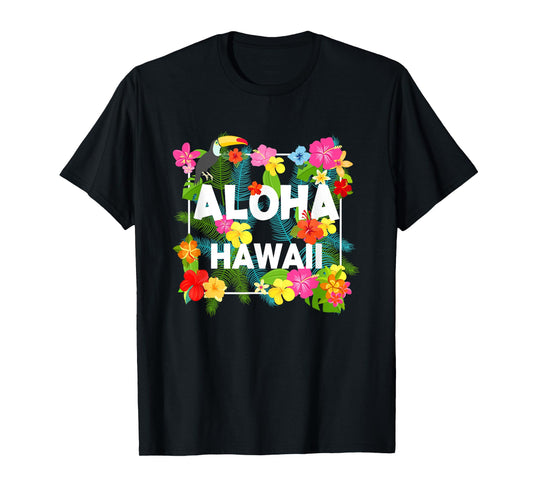 Aloha Hawaii Hibiscus Flowers Aesthetic Design For Men Women T-Shirt