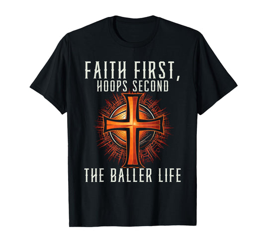 Basketball And Jesus Christ Christian Believer Hooper T-Shirt