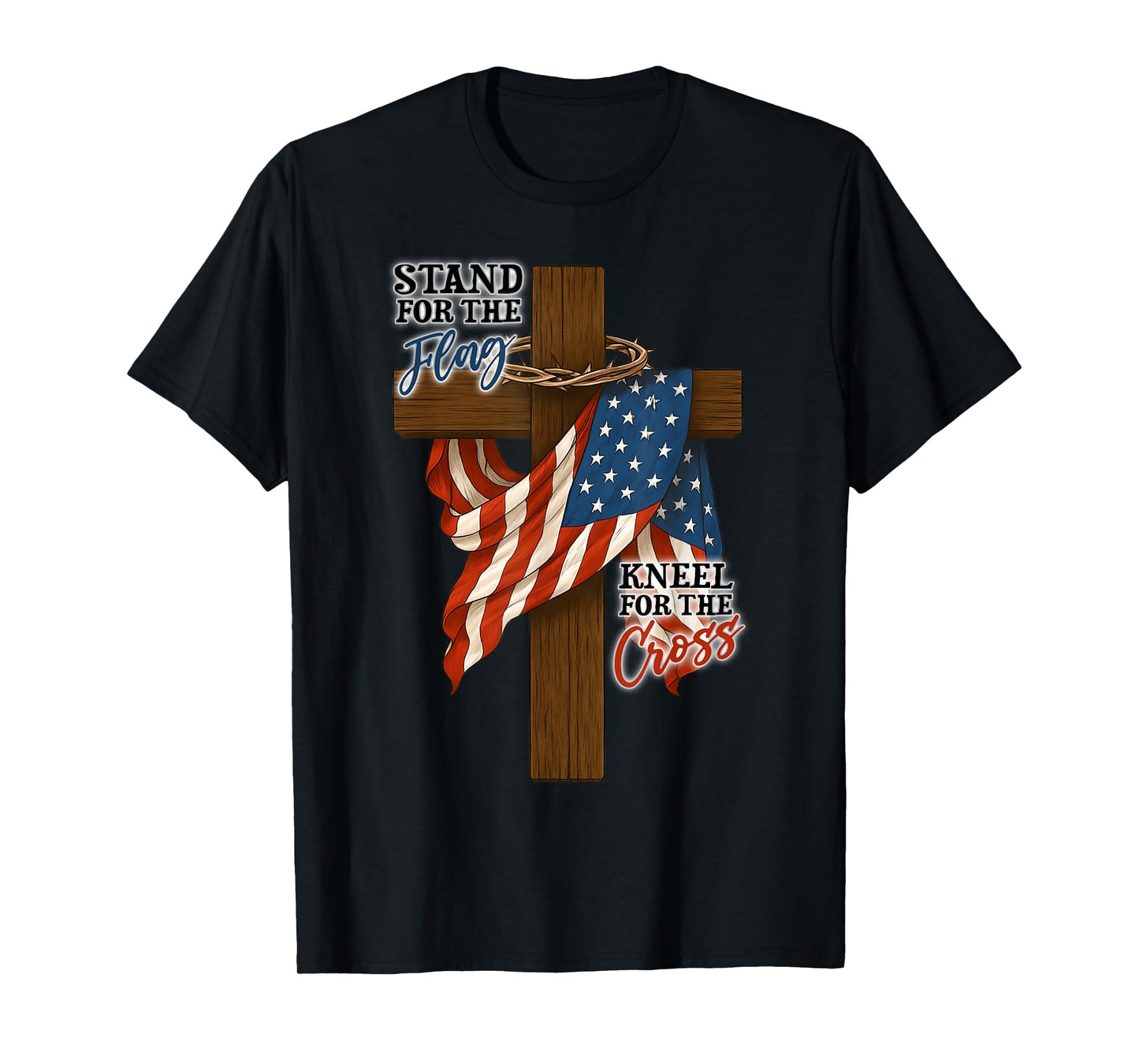 Stand For The Flag 4th Of July Cross USA Flag Christian Men T-Shirt