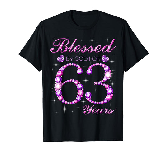 Blessed by God for 63 Years Old 63rd Birthday Party T-Shirt