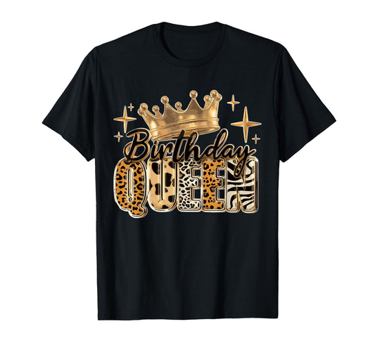 Birthday Queen Golden Crown American Afro Girls Women party T-Shirt
