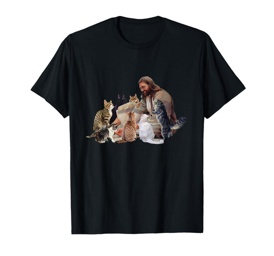 Jesus Hugs Cats Funny Cats T-Shirt