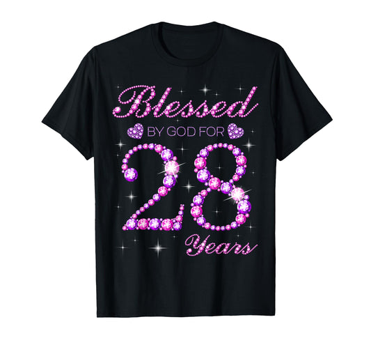 Blessed by God for 28 Years Old 28th Birthday Party T-Shirt