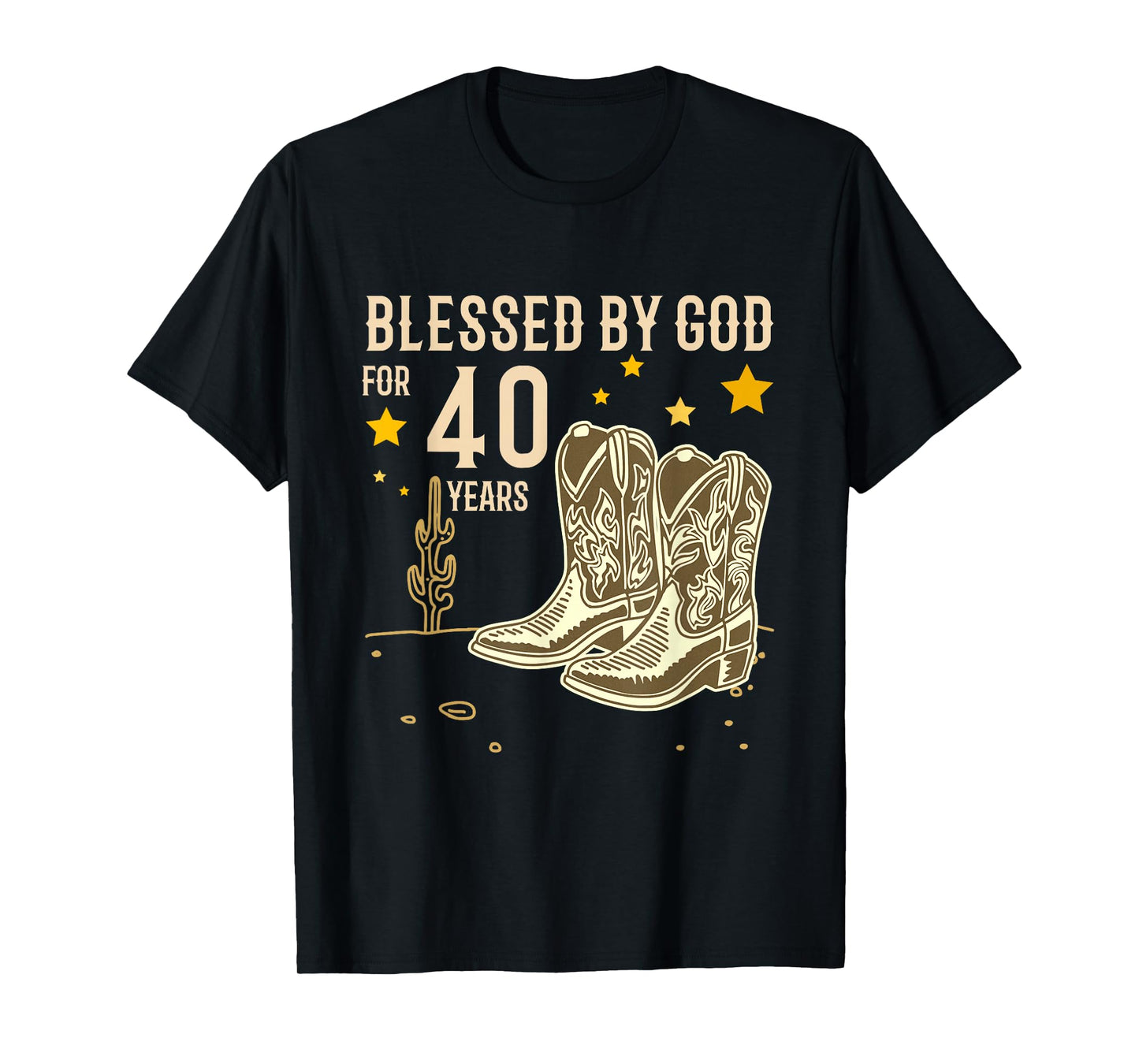 Vintage Blessed by God for 40 Years Cowboy 40th Birthday Men T-Shirt