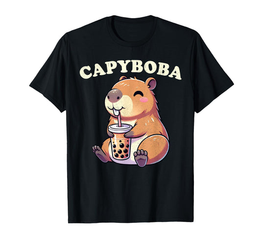 Capybara Shirt Funny Capybara Rodent, Capyboba Boba Milk Tea T-Shirt