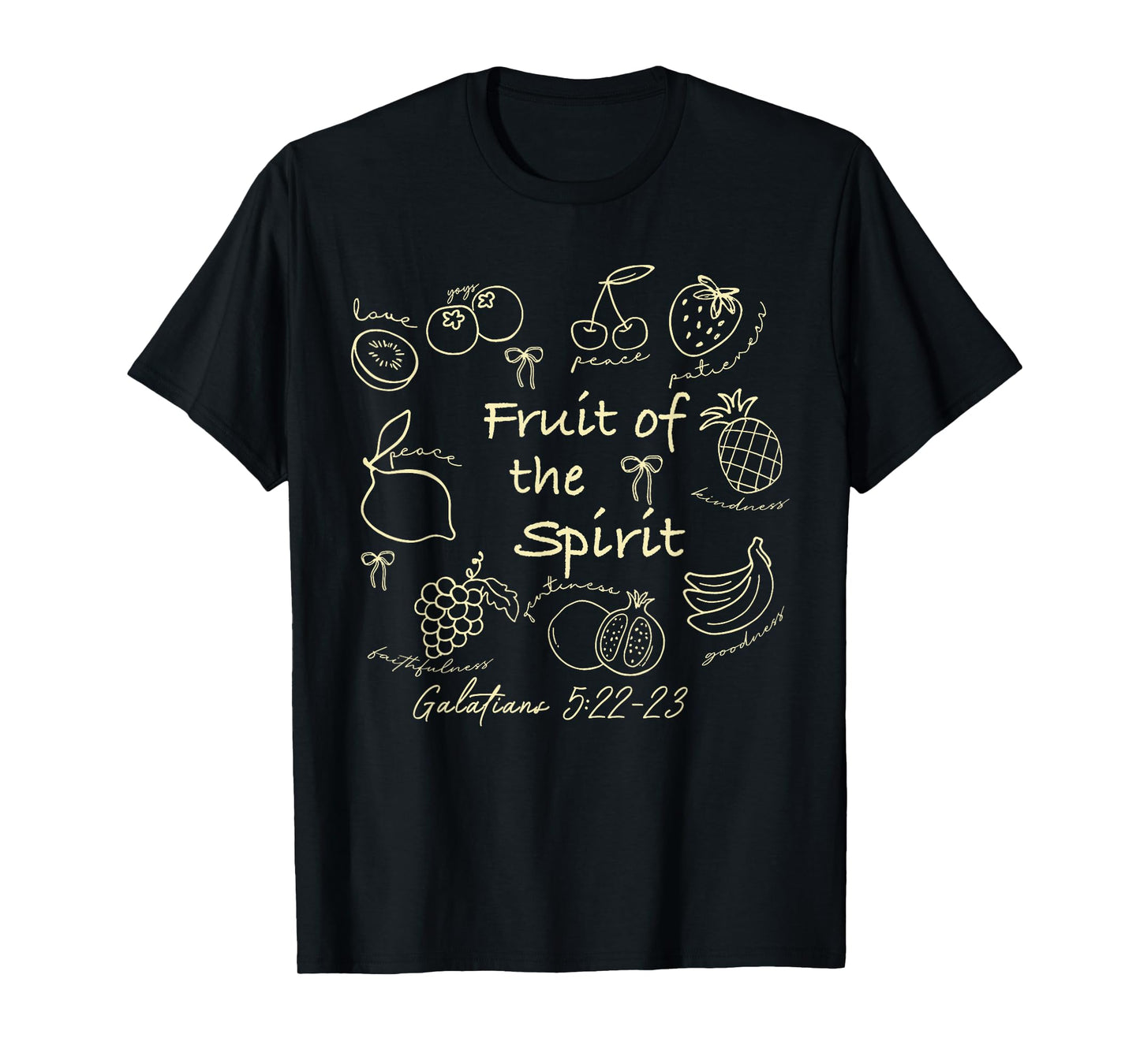 Retro Doodle Fruit of The Spirit Christian Bible Verse Tee T-Shirt