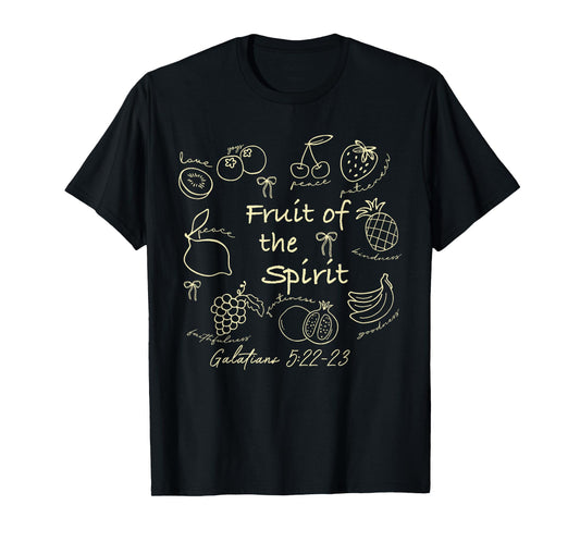 Retro Doodle Fruit of The Spirit Christian Bible Verse Tee T-Shirt