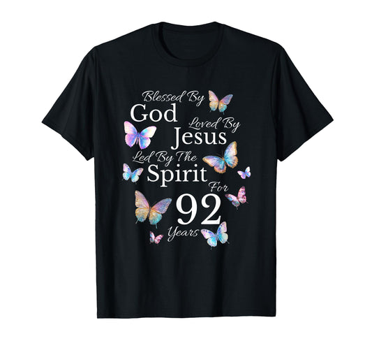Blessed By God Loved By Jesus For 92 Years Old 92nd Birthday T-Shirt