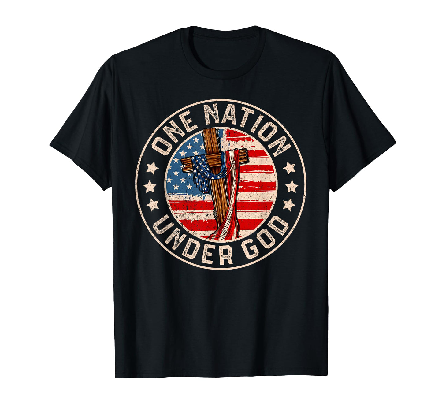One Nation Under God American USA Flag Patriotic 4th July T-Shirt