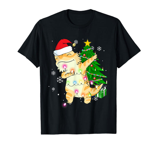 Dabbing Bearded Dragon Christmas Costume Cute Youth Kids T-Shirt
