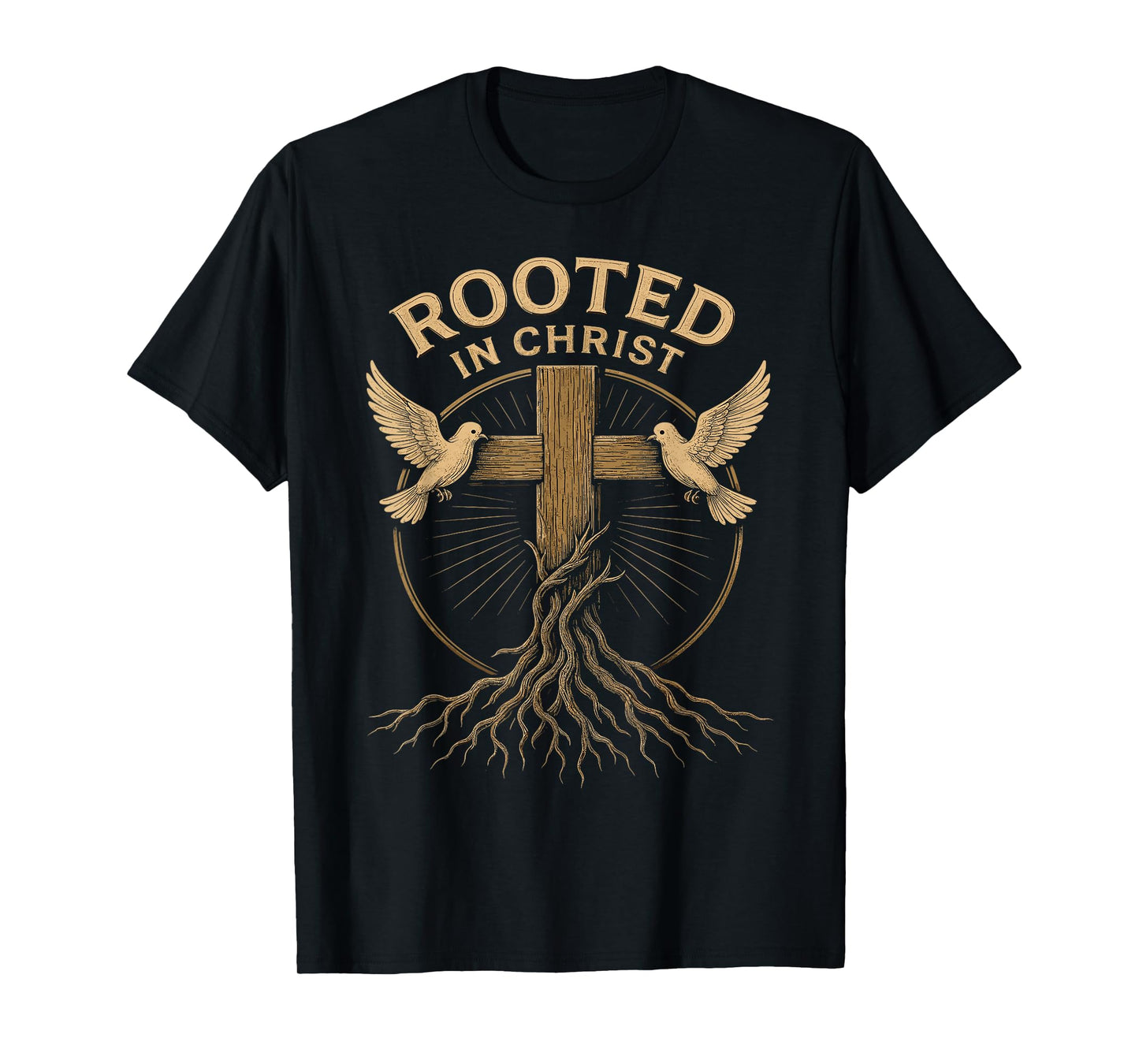 Rooted in Christ Retro Christian Cross Vintage Verse T-Shirt