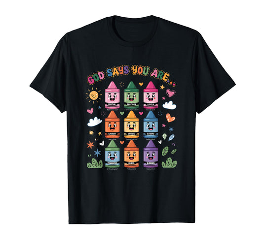 God Says You re Christian Kindergarten Teacher Bible Verse T-Shirt