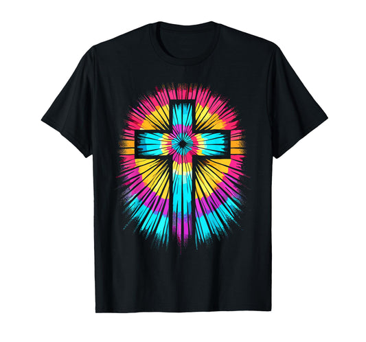 Vibrant Tie Dye Cross Christian Apparel Cross T-Shirt