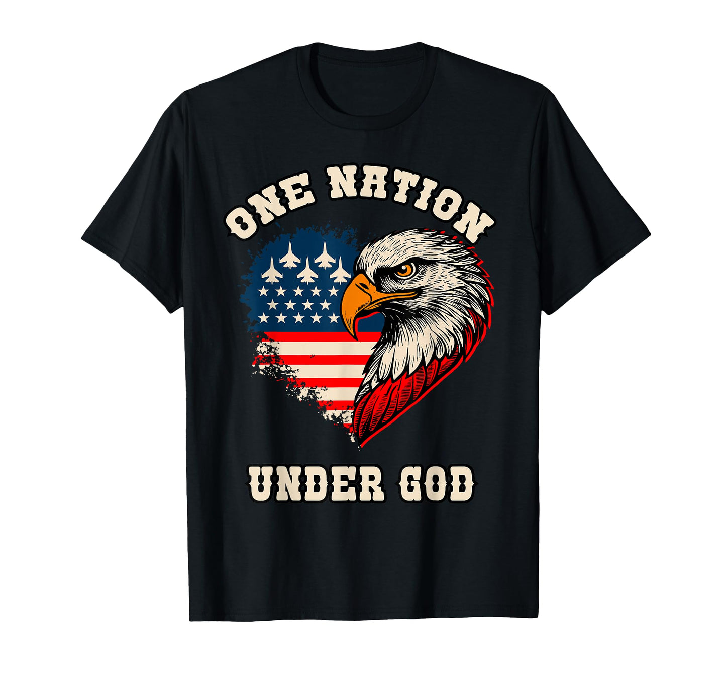 American Flag Bald Eagle July 4th Patriotic USA One Nation T-Shirt