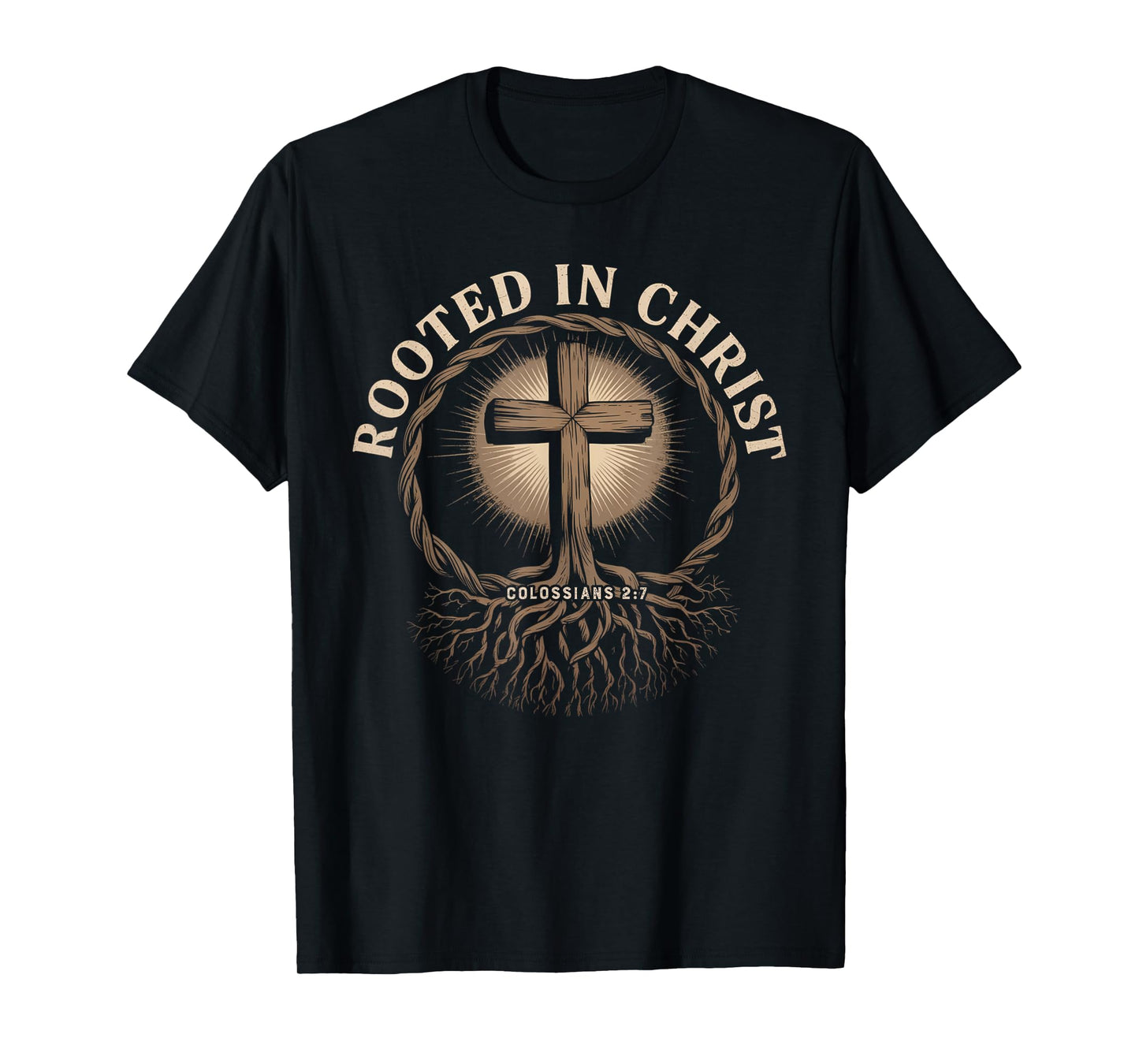 Vintage Stamp Rooted in Christ, Jesus Shirts Christian Cross T-Shirt