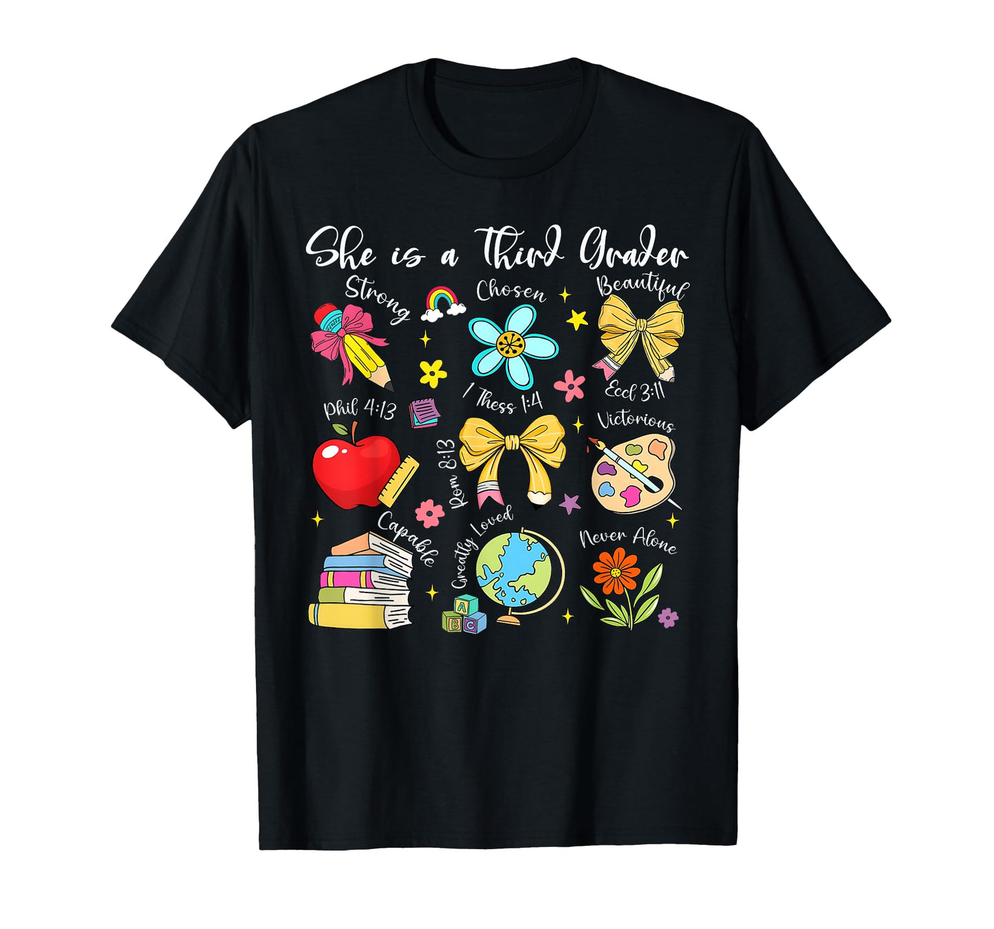 She Is A Third Grader Bible Verses Back To School Floral T-Shirt