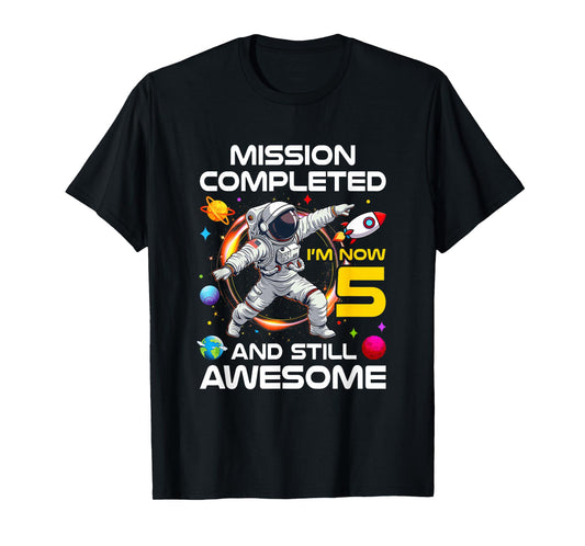 5Th Birthday Astronaut 5 Years Old Outer Space Birthday T-Shirt