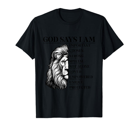 Faith Religious Lion God Says I Am Important T-Shirt