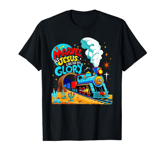 Marvel at Jesus Train Theme Christian VBS 2025 T-Shirt
