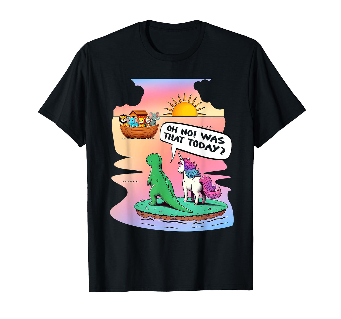 Noah Ark Unicorn Dinosaur Christian Jesus Catholics Bible T-Shirt