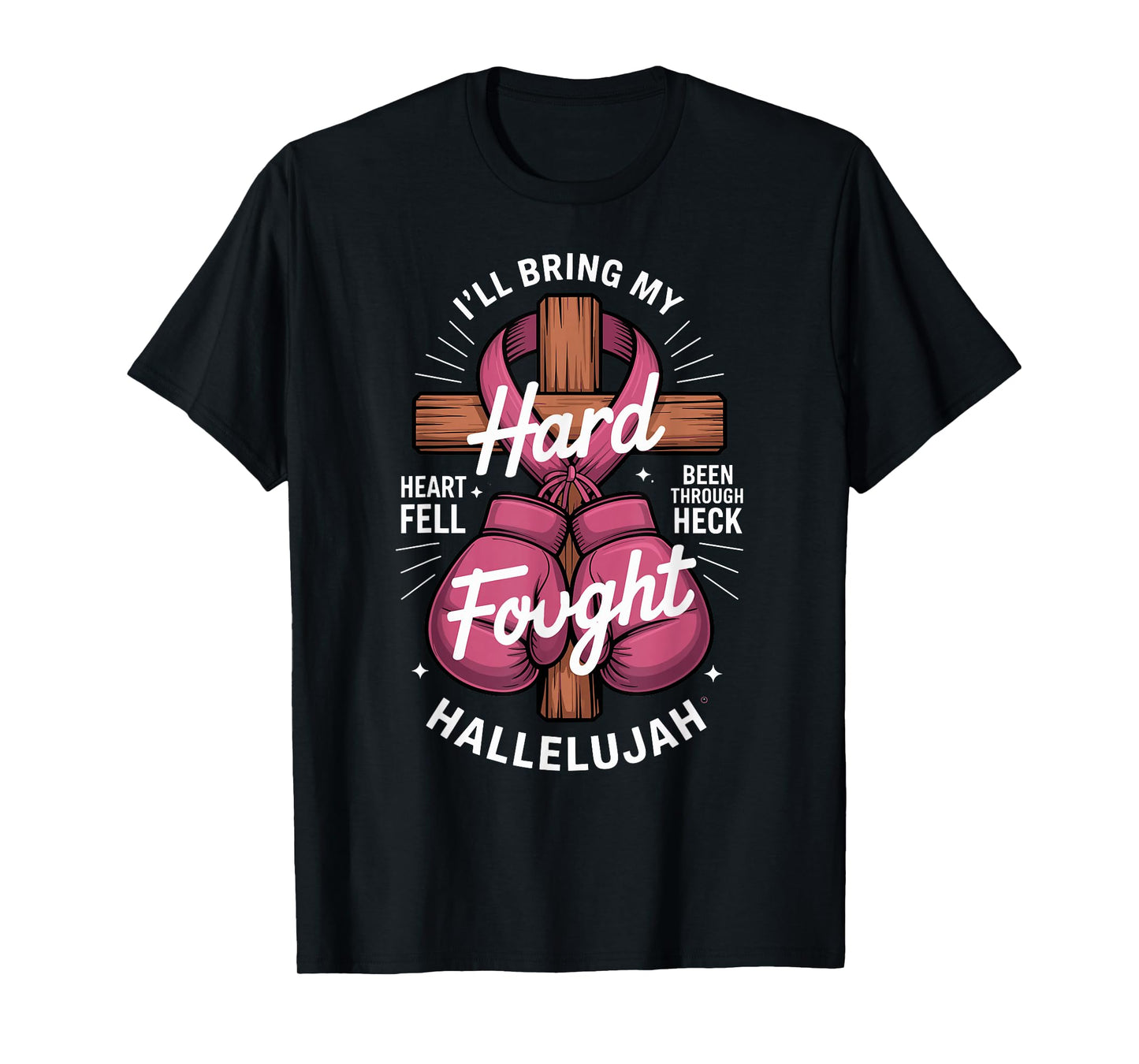 Boxing Cross Prayer Breast Cancer Awareness Christian T-Shirt