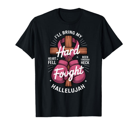 Boxing Cross Prayer Breast Cancer Awareness Christian T-Shirt