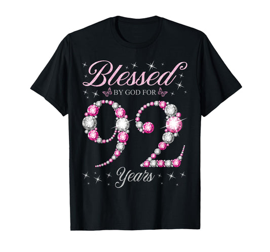 Blessed By God For 92 Years Old 92nd Birthday Party T-Shirt