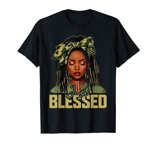 Blessed Black Woman Praying African Christian Camouflage T-Shirt