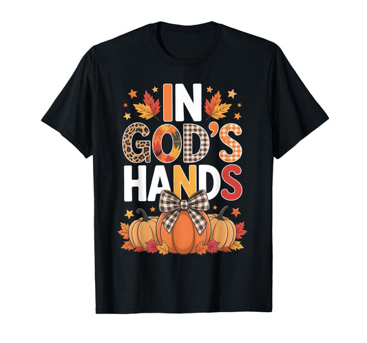 in God’s Hands Fall Faith Plaid Pumpkin T-Shirt