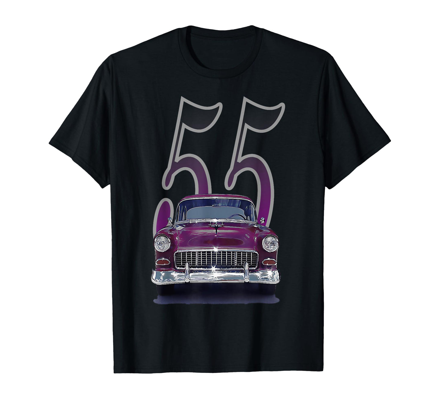 1955 55 chevys bel air classic vintage muscle car front view T-Shirt