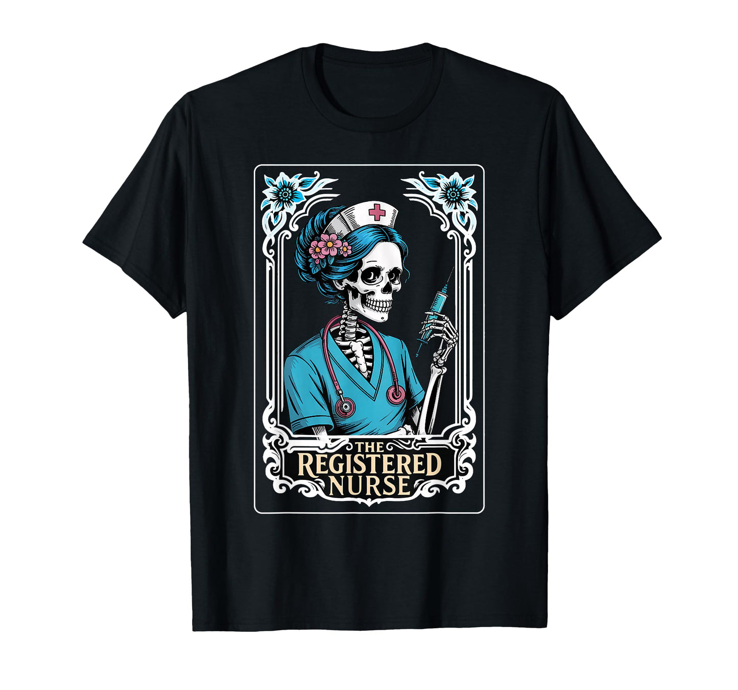 The Nurse Skeleton Tarot Card Nursing Horror Doctor Spooky T-Shirt